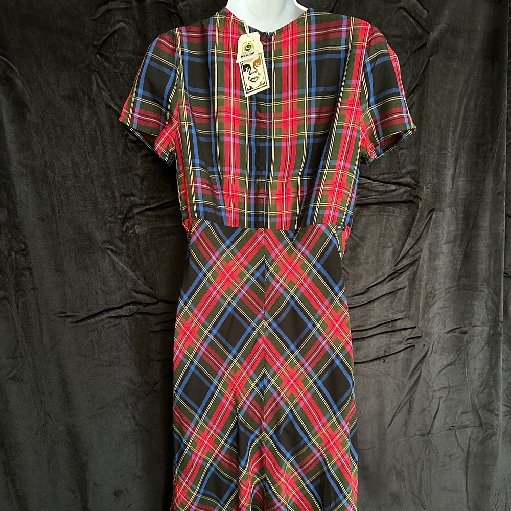 NWT Obey, world wide, tartan plaid midi dress, size XS - Picture 6 of 9